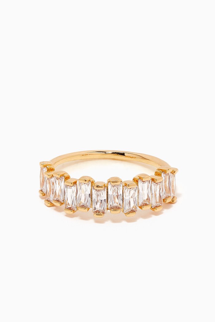 

CZ Baguette-cut Ring in Gold-plated Brass