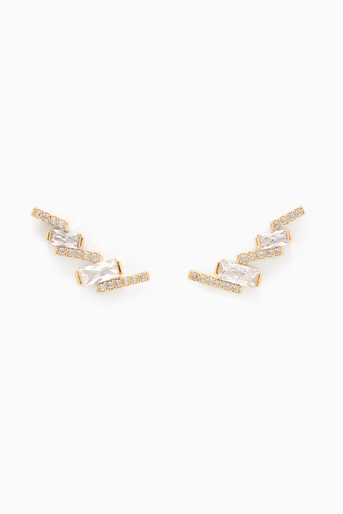 

CZ Pavé Crawler Earrings in Gold-plated Brass