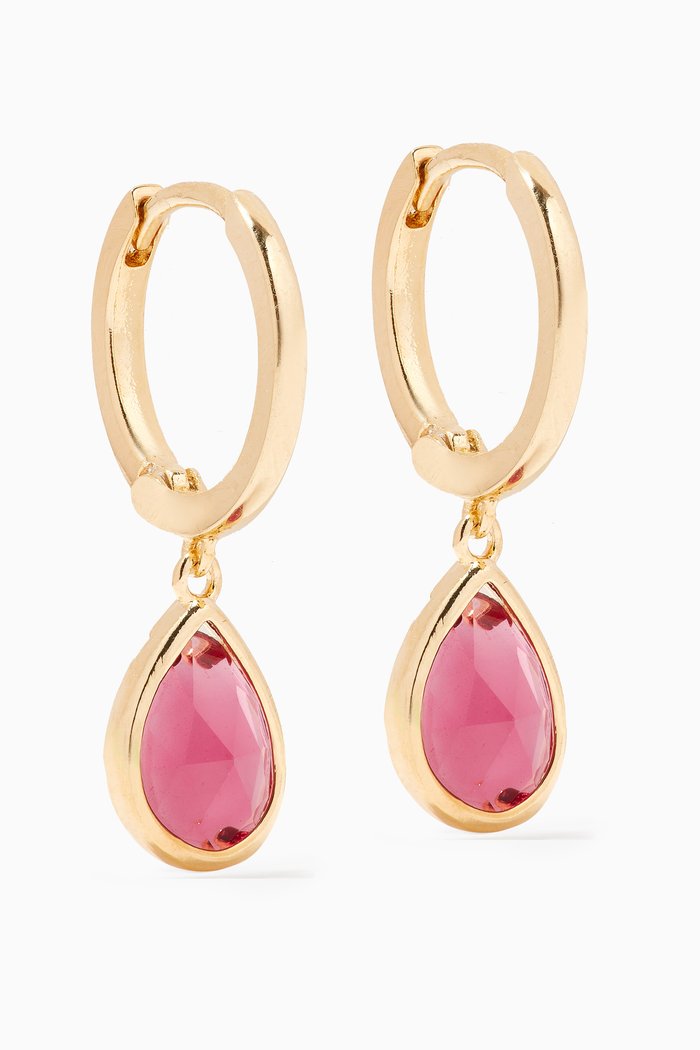

Bezel-set Stone Drop Earrings in Gold-plated Brass, Pink