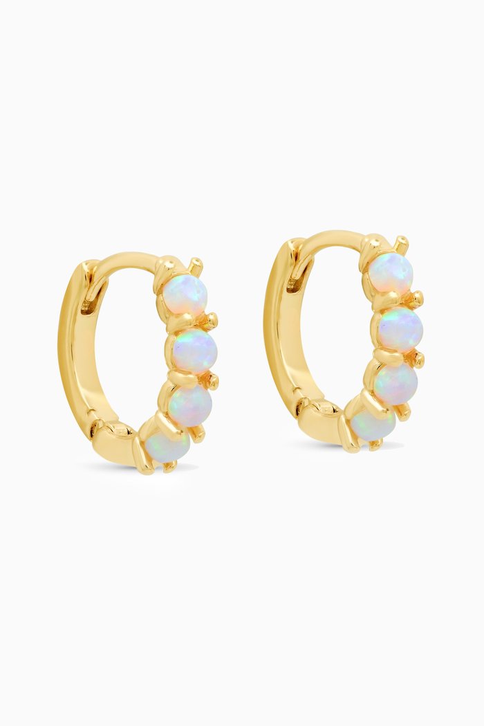 

Opal Huggie Earrings in Gold-plated Brass, Blue