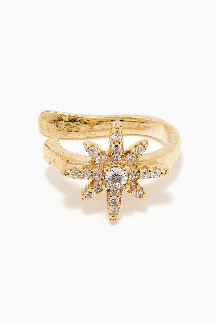 

CZ Pavé Starburst Single Ear Cuff in Gold-plated Brass