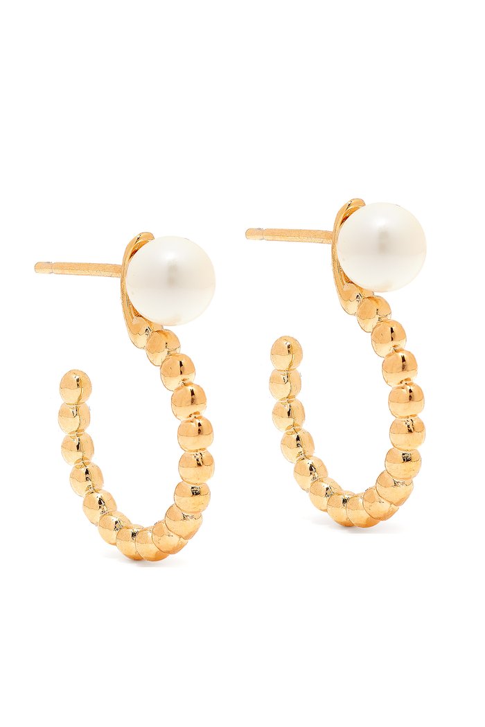 

Freshwater Pearl Hoop Earrings in Gold-plated Brass