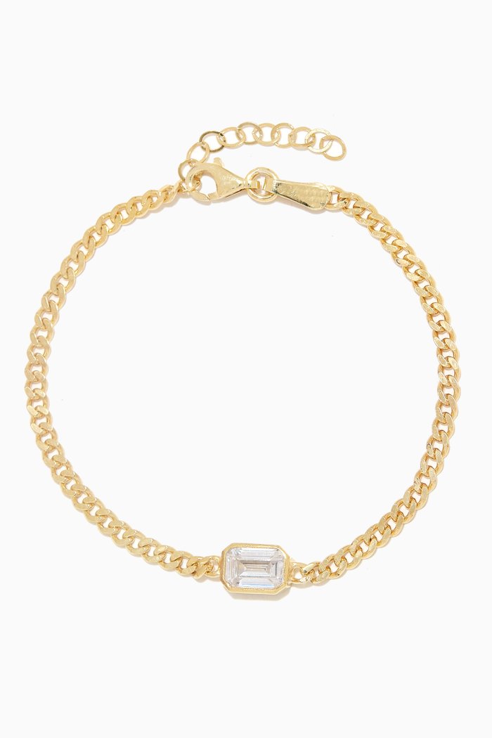

CZ Chain-link Bracelet in Gold-plated Brass