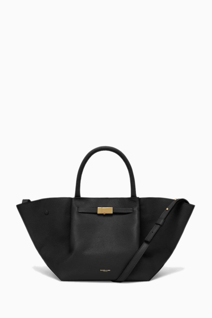

The Midi New York Tote Bag in Grained Leather, Black