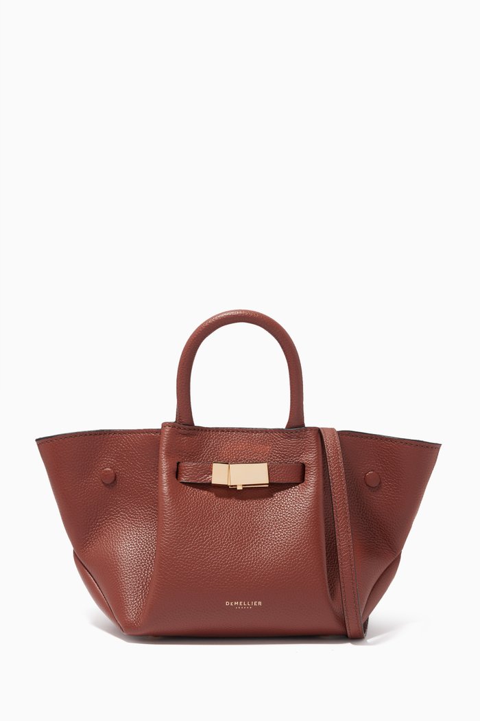 

The Mini New York Tote Bag in Grained Leather, Brown