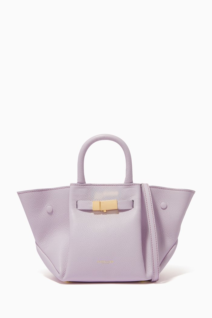 

The Mini New York Tote Bag in Grained Leather, Purple