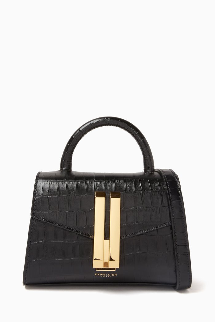 

The Nano Montreal Top Handle Bag in Croc-embossed Leather, Black