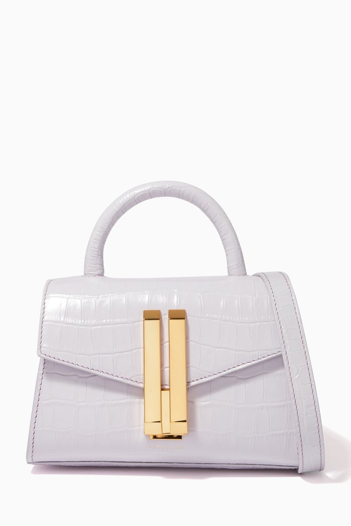 

The Nano Montreal Top Handle Bag in Croc-embossed Leather, Purple