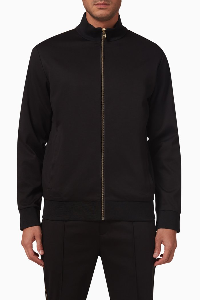 Scavo Zipped Jacket in Cotton, Black