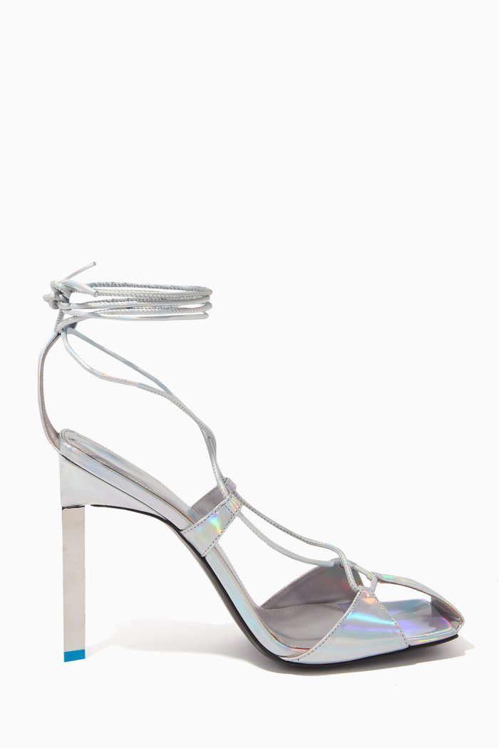 

Adele 105 Lace-up Sandals in Leather, Silver