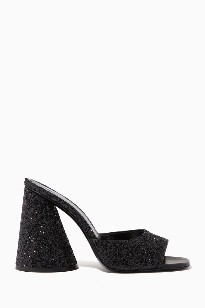 

Luz 105 Mule Sandals in Glitter Fabric, Black