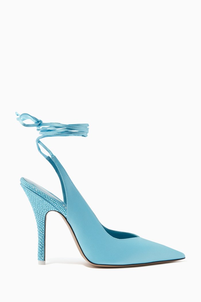 

Venus 105 Crystal-embellished Lace-up Sandals in Satin, Blue