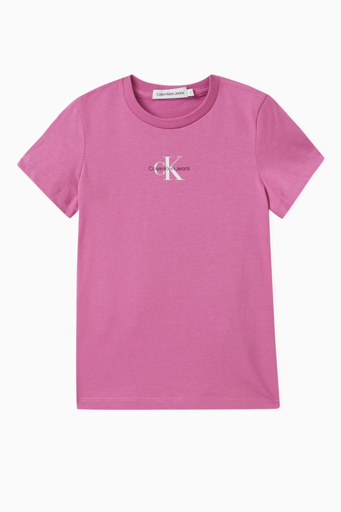 

Monogram Slim-fit T-shirt in Organic Cotton, Pink