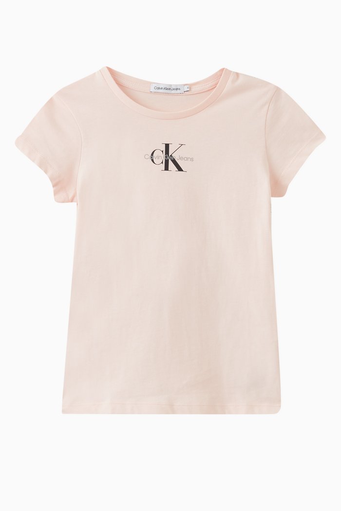 

Monogram Slim-fit T-shirt in Organic Cotton, Pink