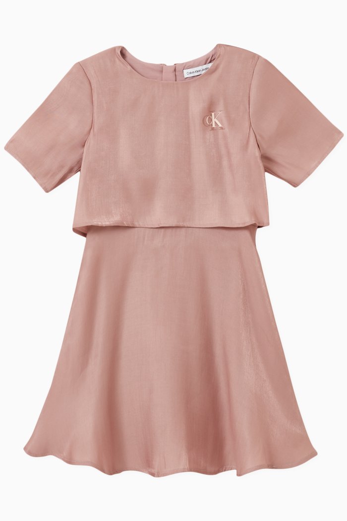 

Metallic-shine Layered Dress in Viscose-blend, Pink