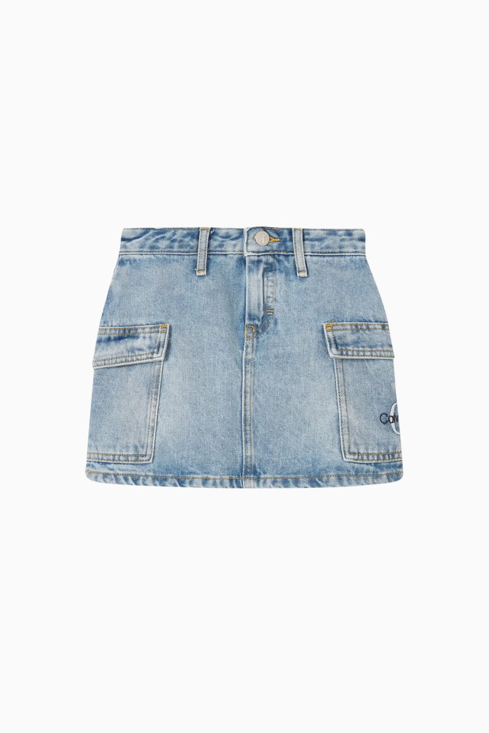 

Logo Denim Skirt in Cotton, Blue