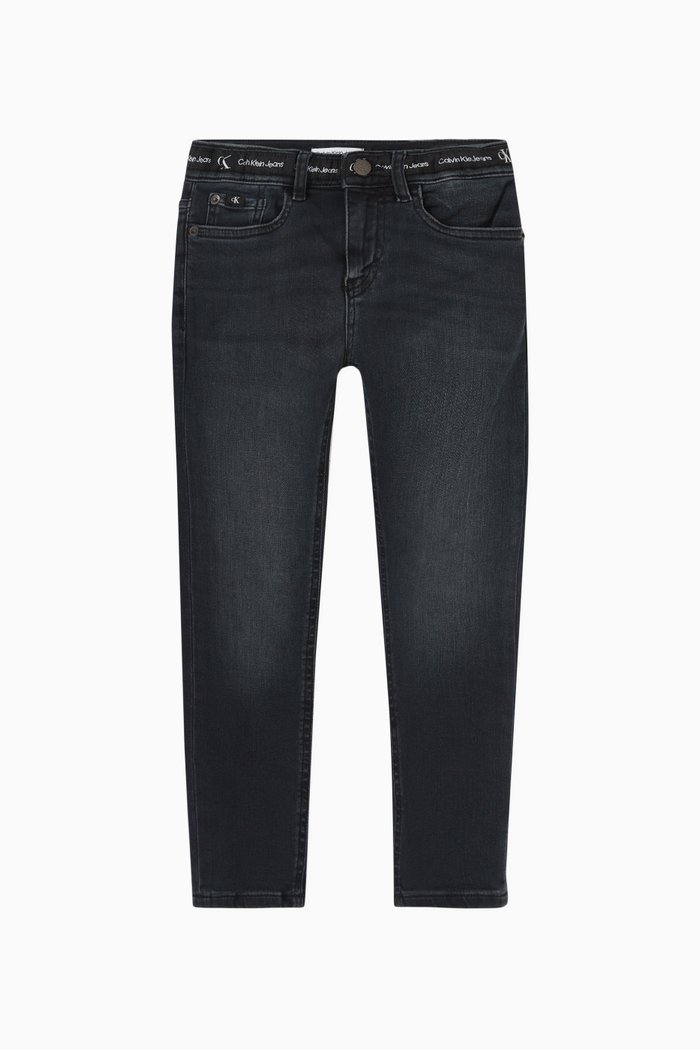 

Logo-tape Skinny-fit Jeans in Cotton Denim, Blue