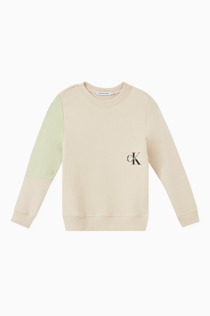 

Colour-block Monogram Sweatshirt in Organic Cotton, Neutral