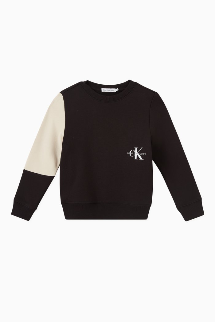 

Colour-block Monogram Sweatshirt in Organic Cotton, Black