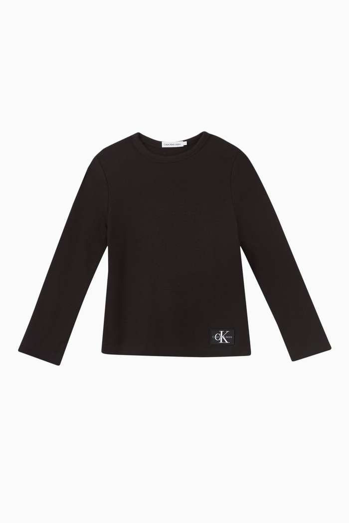 

Waffle-weave Logo T-shirt in Cotton, Black