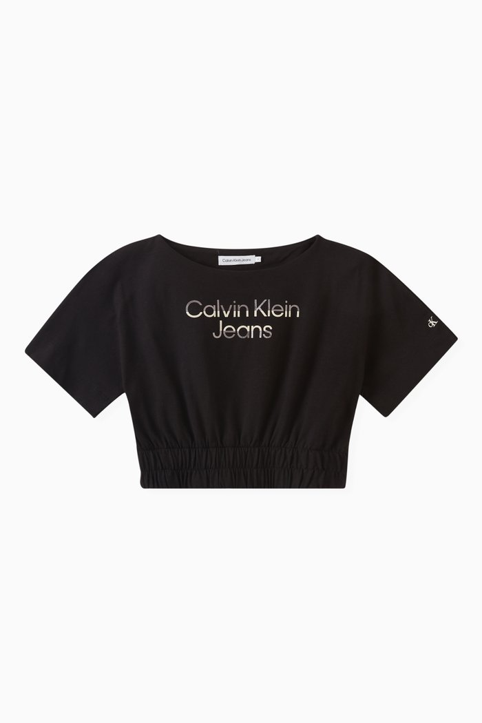 

Logo Cropped T-shirt in Cotton, Black