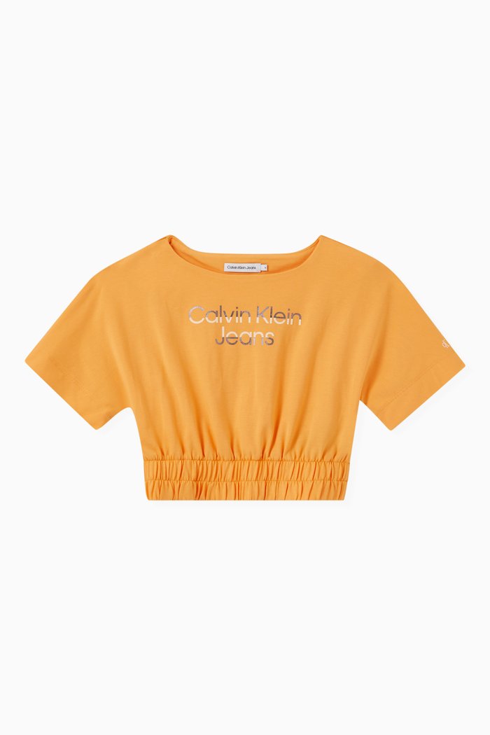 

Logo Cropped T-shirt in Cotton, Orange