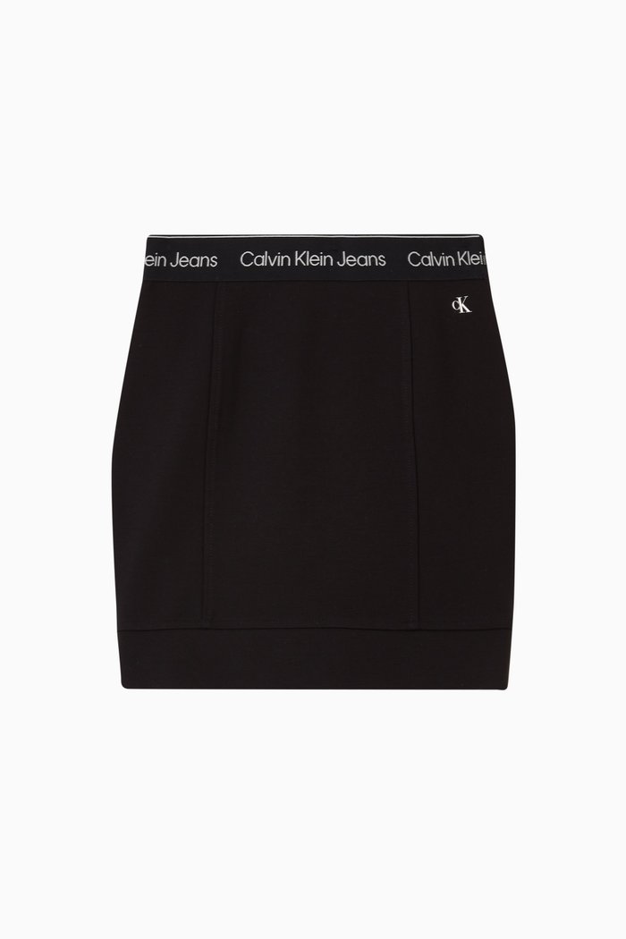 

Logo Tape Punto Skirt in Viscose-blend, Black