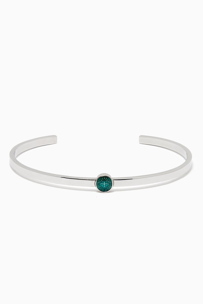 

Dove Cuff Bracelet in Sterling Silver, Green