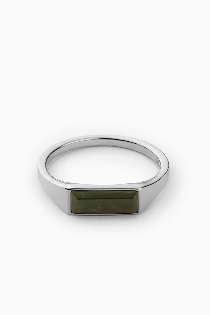 

Thin Lennox Jasper Ring in Sterling Silver, Green