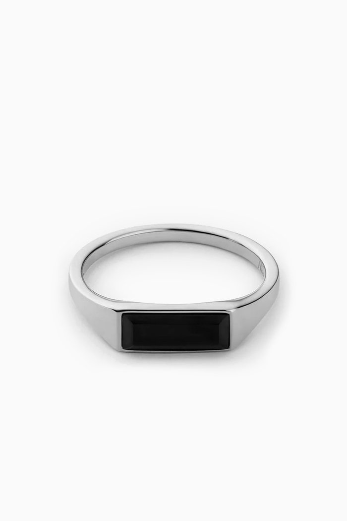 

Thin Lennox Onyx Ring in Sterling Silver, Black