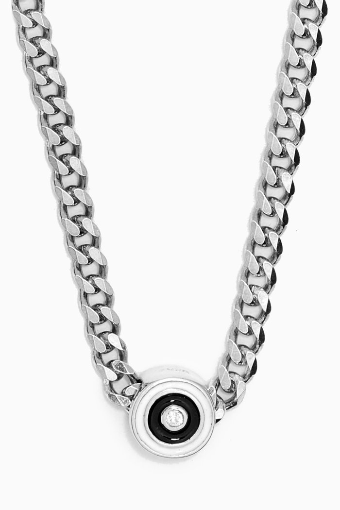 

Opus Sapphire Type Chain Necklace in Sterling Silver, Black