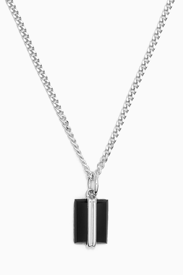 Paolo Onyx Necklace in Sterling Silver, Black