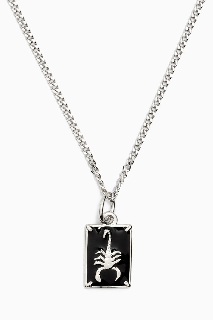 

Scorpius Pendant Necklace in Sterling Silver, Black