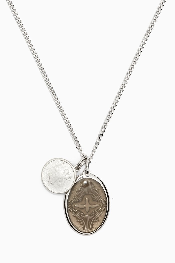 

Mini Dove Cable Chain Necklace in Sterling Silver, Grey
