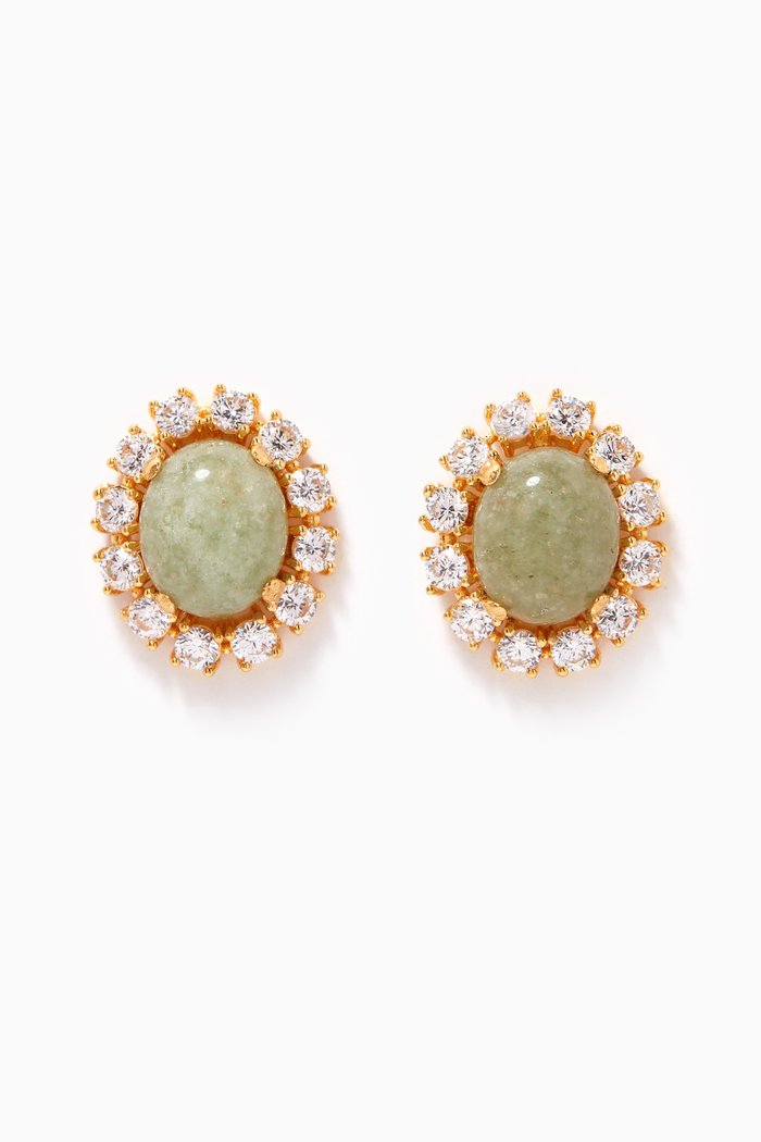 

Santorini Stud Earrings in 24kt Gold-plated Bronze, Green