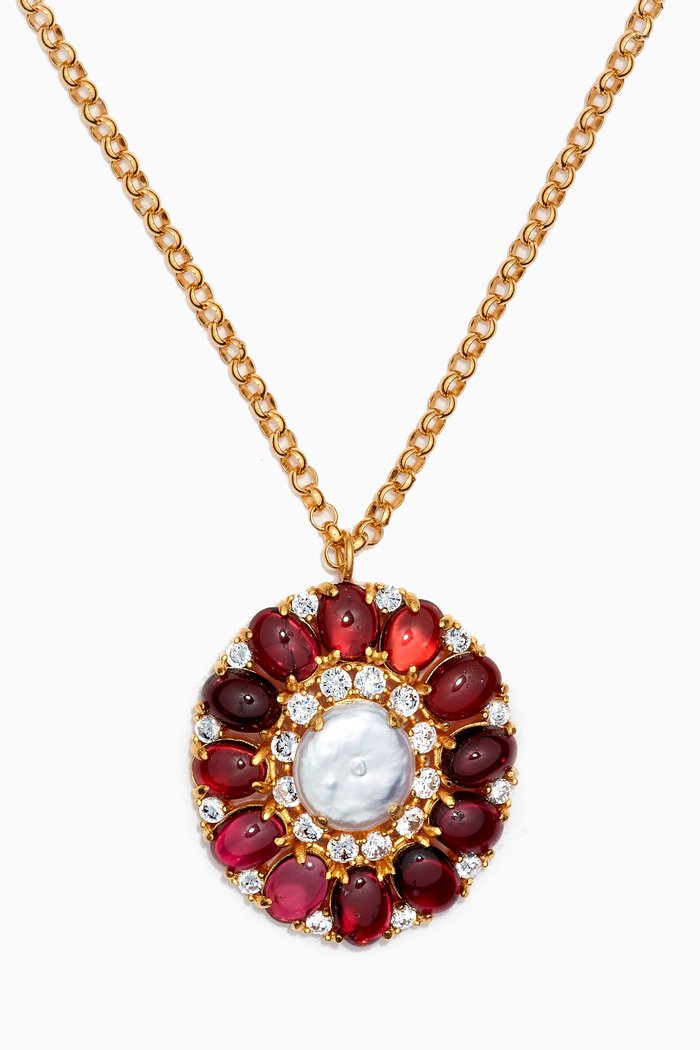 

Santorini Necklace in 24kt Gold-plated Bronze, Red