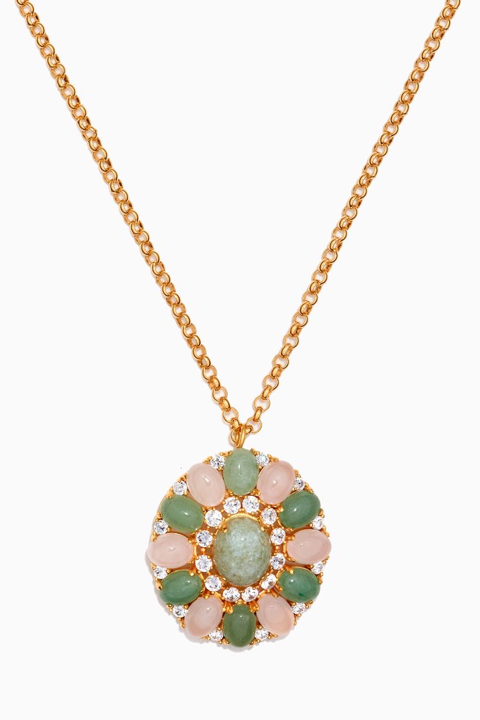 

Santorini Necklace in 24kt Gold-plated Bronze, Green