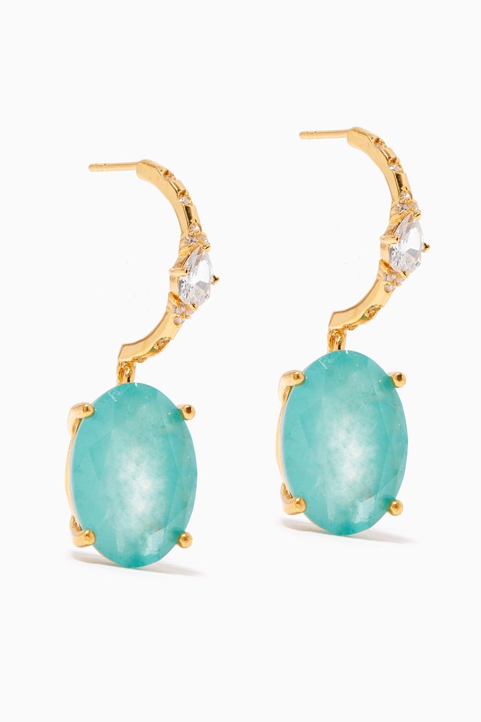 

Kate Hoop Earrings in 24kt Gold-plated Bronze, Blue
