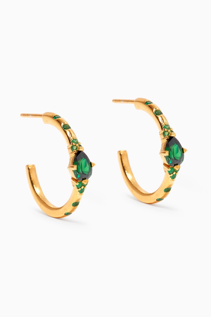 

Sardegna Hoop Earrings in 24kt Gold-plated Bronze, Green