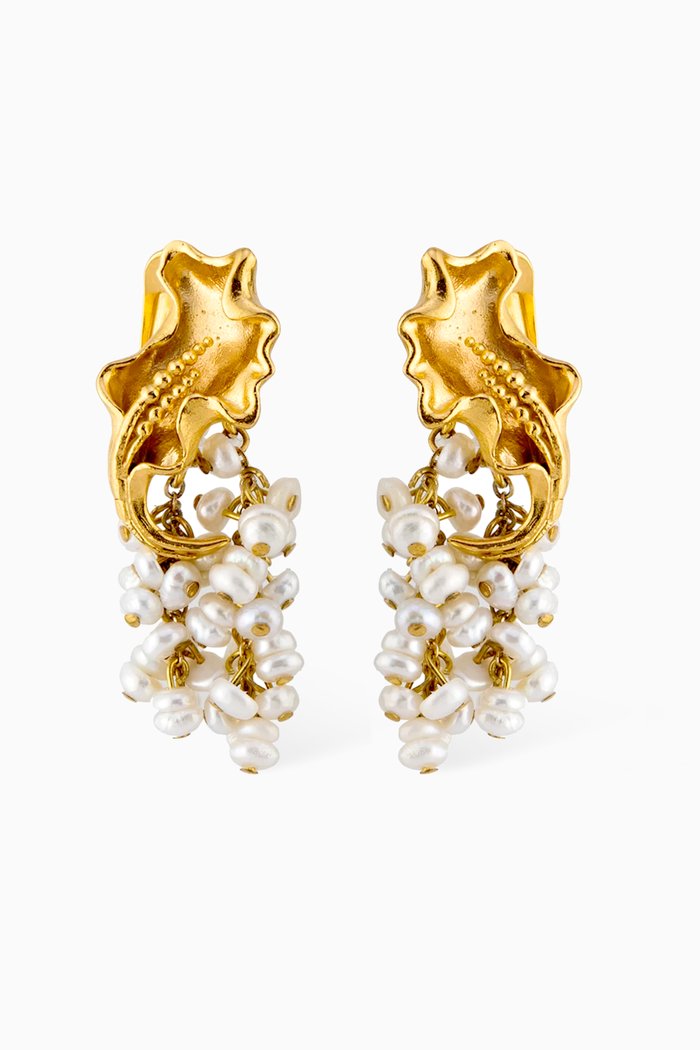 

Franca Pearl Earrings in 24kt Gold-plated Bronze, Neutral