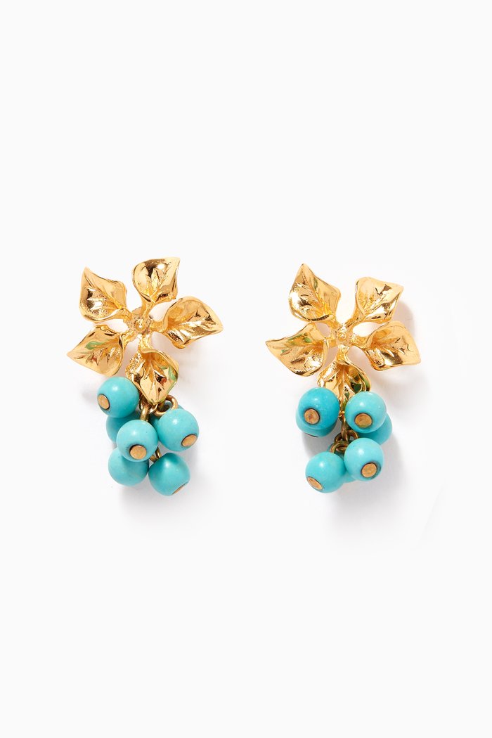 

Magnolia Earrings in 24kt Gold-plated Bronze, Blue