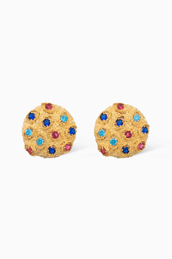 

Capri Stud Earrings in 24kt Gold-plated Bronze, Multicolour