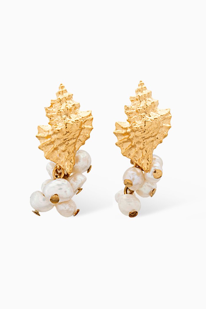 Positano Earrings in 24kt Gold-plated Bronze, Neutral