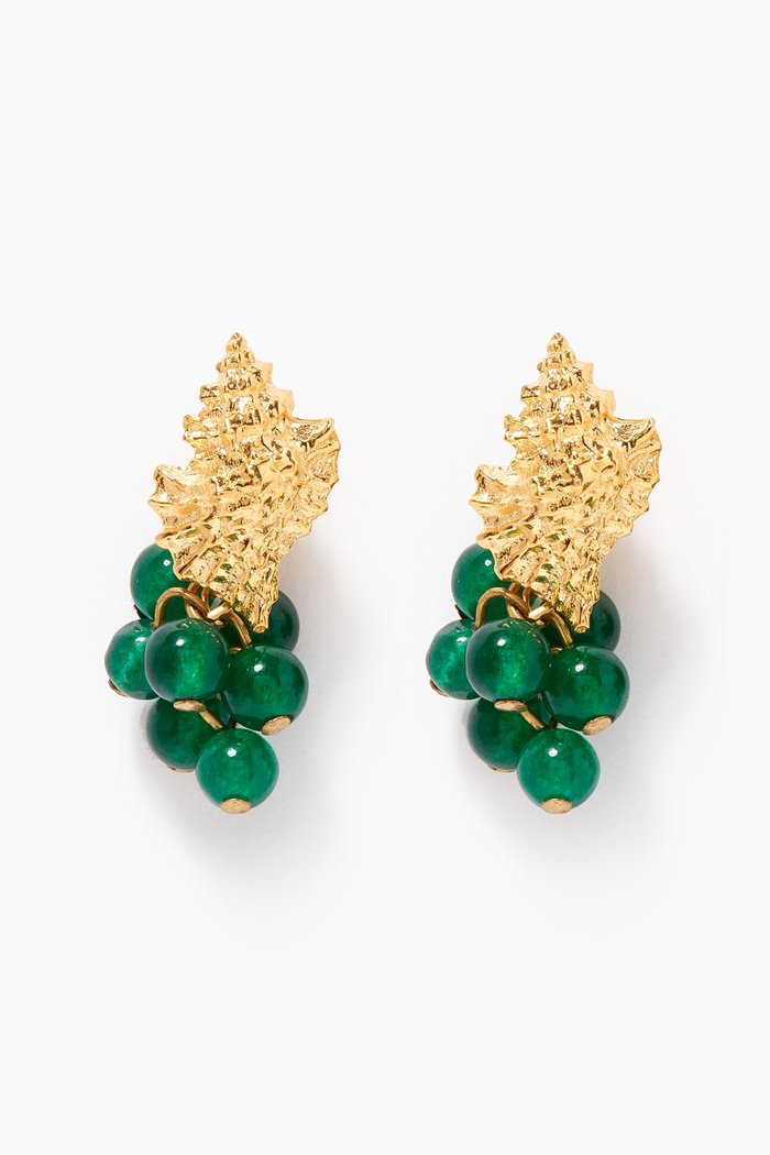 

Positano Earrings in 24kt Gold-plated Bronze, Green