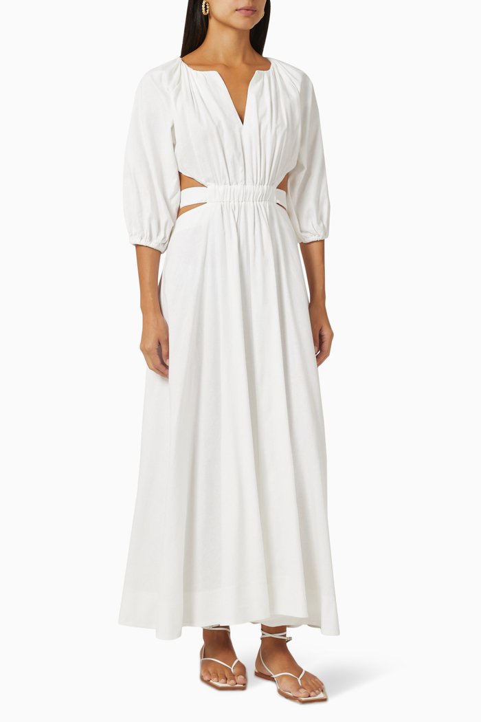 

Cora Maxi Dress in Linen blend, White