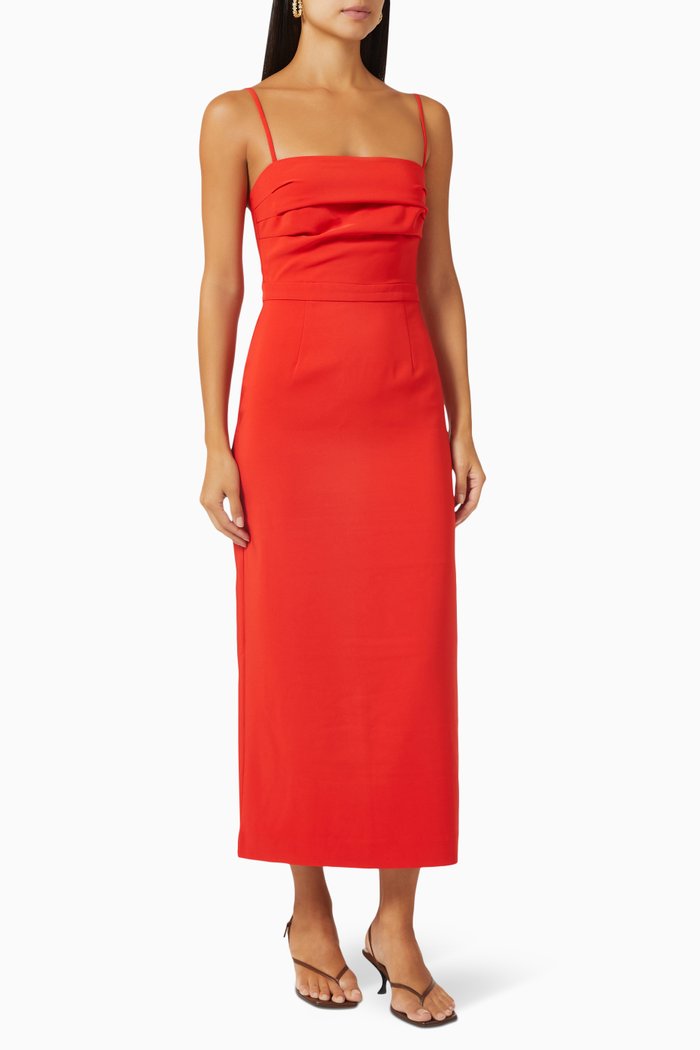

Emerson Midi Dress in Stretch Twill, Red