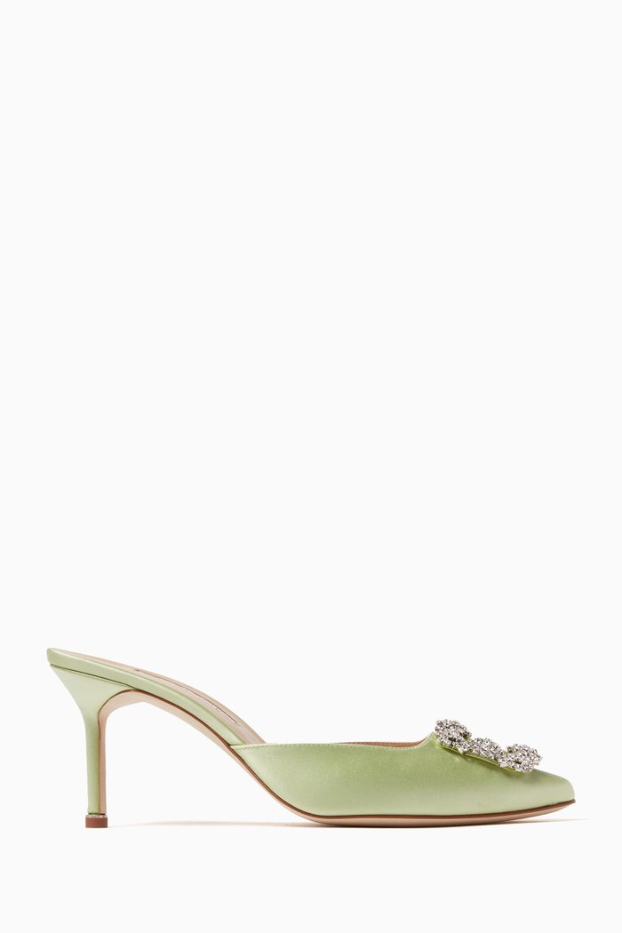 

Hangisimu 70 Mules in Satin, Green