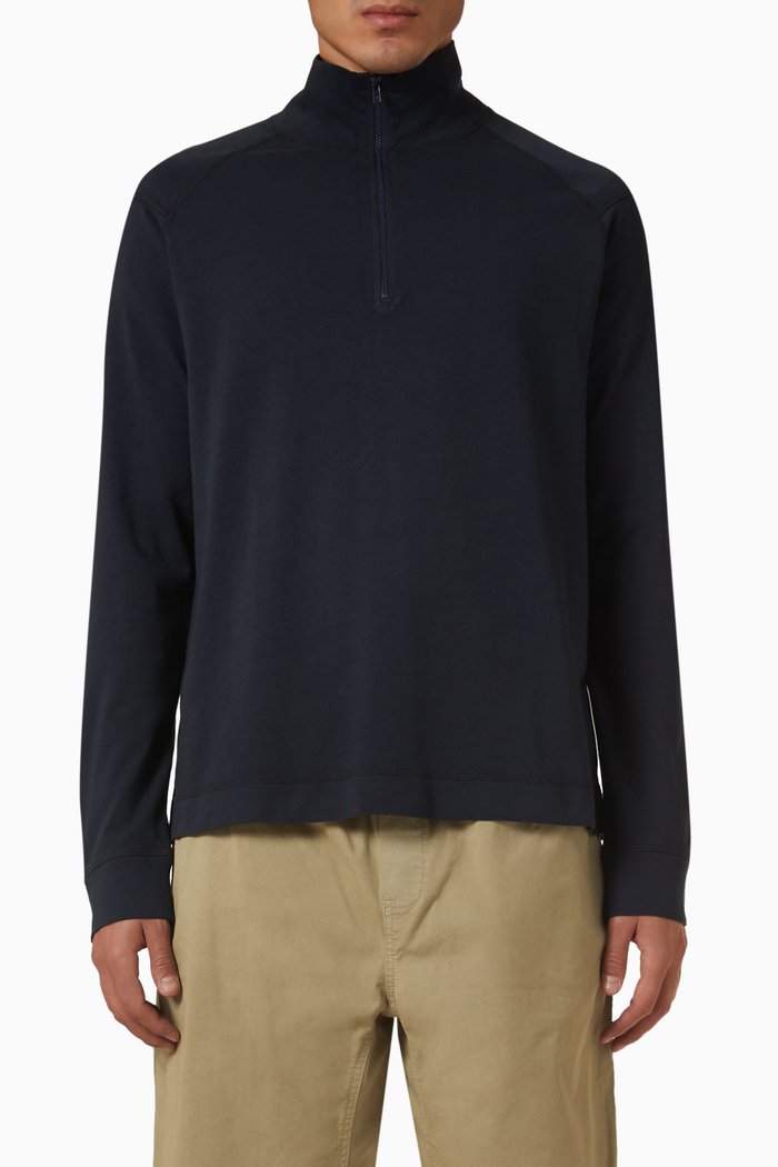 

Zip Sweatshirt in Cotton Jersey, Blue