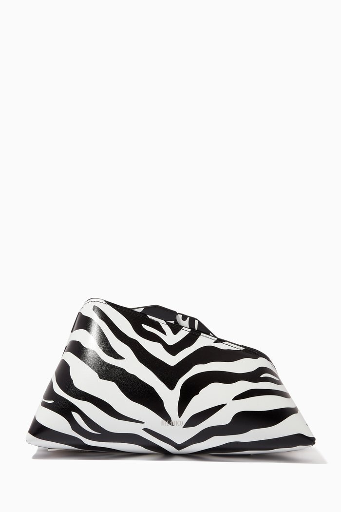 

Zebra Asymmetrical Clutch in Leather, Black