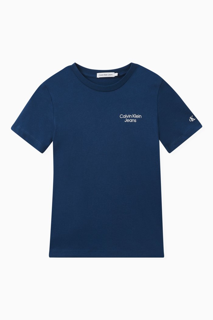 

CKJ Stacked Logo T-shirt in Organic Cotton-jersey, Blue